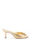 Larroude Women's Jasmine Flower Detail Mule Sandals In Gold