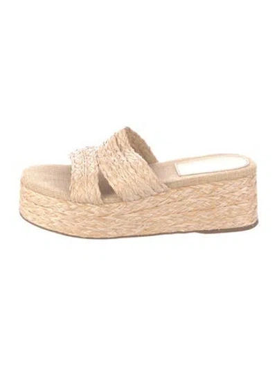 Pre-owned Larroude Jute Espadrilles In Neutral