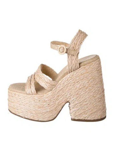 Pre-owned Larroude Jute Sandals In Neutrals