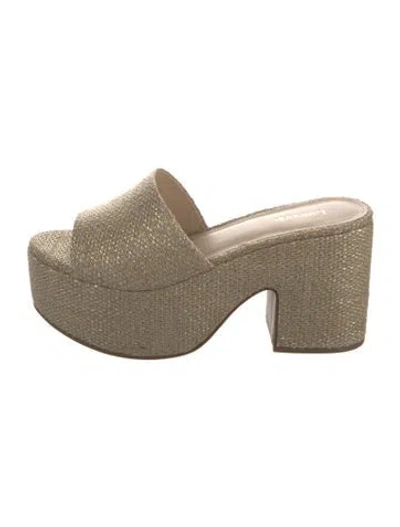 Pre-owned Larroude Jute Slides In Metallic/neutrals