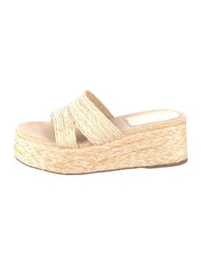 Pre-owned Larroude Jute Slides In Neutrals