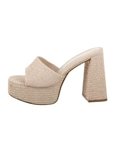 Pre-owned Larroude Jute Slides In Pink