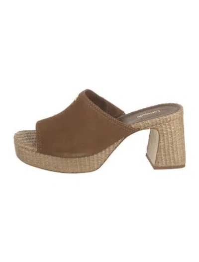 Pre-owned Larroude Jute Slides W/ Tags In Brown