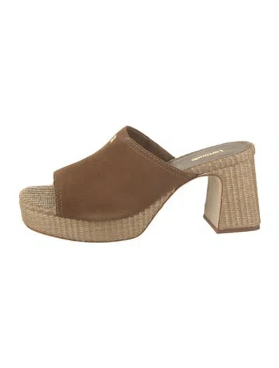 Pre-owned Larroude Jute Studded Accents Sandals In Brown