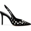 Larroude Kaitlan Studded Suede Slingback Pumps In Black With Studs