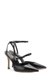 Larroude Kris Ankle Strap Pointed Toe Pump In Black