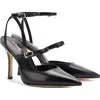 Larroude Larroudé Kris Ankle Strap Pointed Toe Pump In Black/black