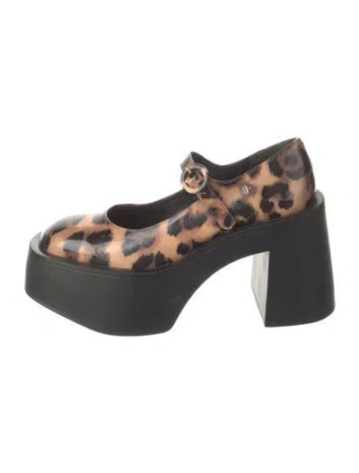 Pre-owned Larroude Leather Animal Print Pumps In Black