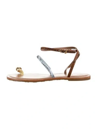 Pre-owned Larroude Leather Animal Print Sandals In Brown