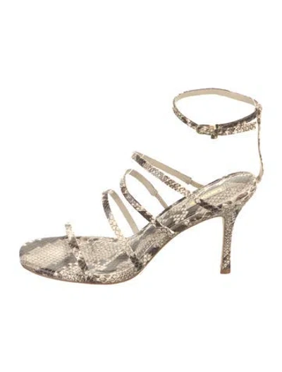 Pre-owned Larroude Leather Animal Print Sandals In Neutral