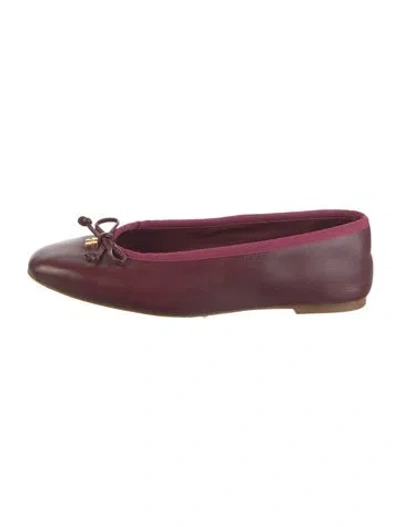 Pre-owned Larroude Leather Ballet Flats In Burgundy