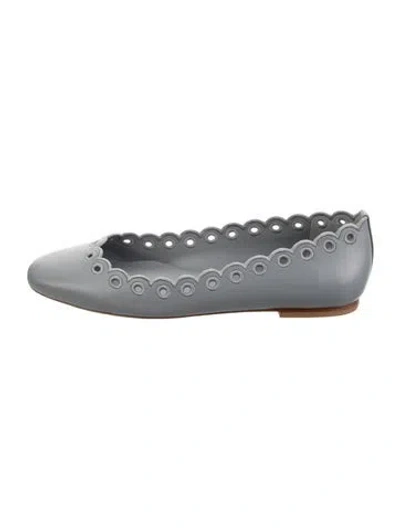 Pre-owned Larroude Leather Ballet Flats In Gray