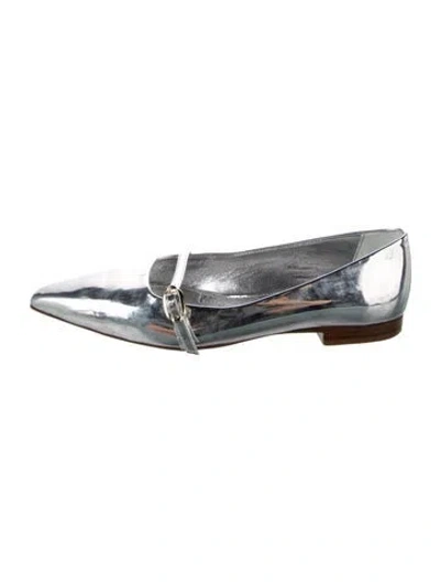 Pre-owned Larroude Leather Ballet Flats In Metallic/silver