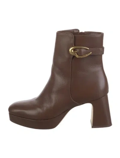 Pre-owned Larroude Leather Boots In Brown