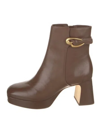 Pre-owned Larroude Leather Boots In Brown