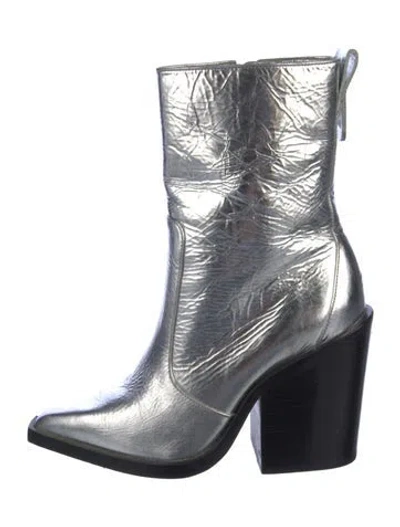 Pre-owned Larroude Leather Boots In Silver