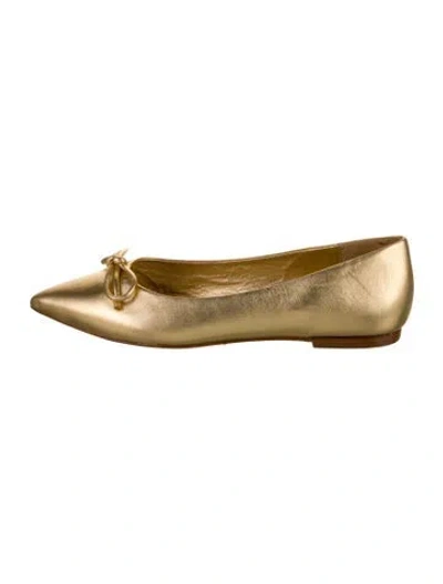Pre-owned Larroude Leather Bow Accents Ballet Flats