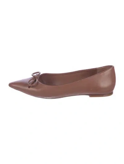 Pre-owned Larroude Leather Bow Accents Ballet Flats In Multi