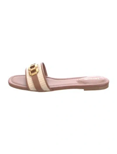 Pre-owned Larroude Leather Bow Accents Slides W/ Tags In Pink