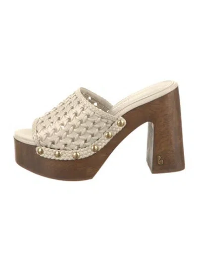 Pre-owned Larroude Leather Braided Accents Slides In Multi