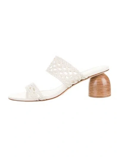 Pre-owned Larroude Leather Braided Accents Slides In White
