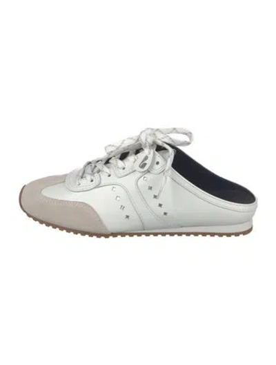 Pre-owned Larroude Leather Colorblock Pattern Athletic Sneakers In White