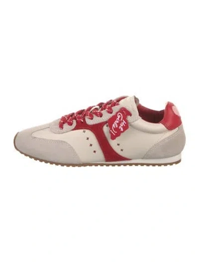 Pre-owned Larroude Leather Colorblock Pattern Sneakers In Neutral