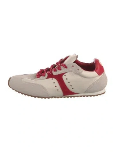 Pre-owned Larroude Leather Colorblock Pattern Sneakers In Neutral