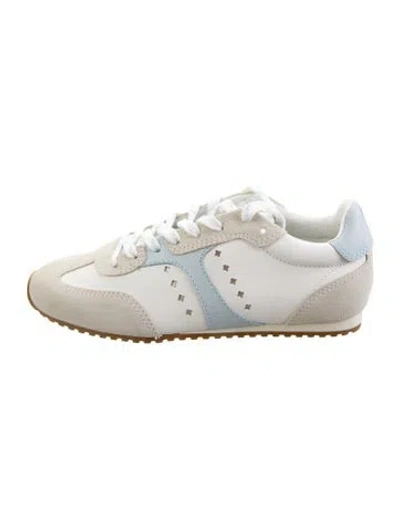Pre-owned Larroude Leather Colorblock Pattern Sneakers In White