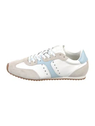 Pre-owned Larroude Leather Colorblock Pattern Sneakers In White