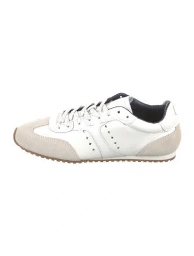 Pre-owned Larroude Leather Colorblock Pattern Sneakers In White