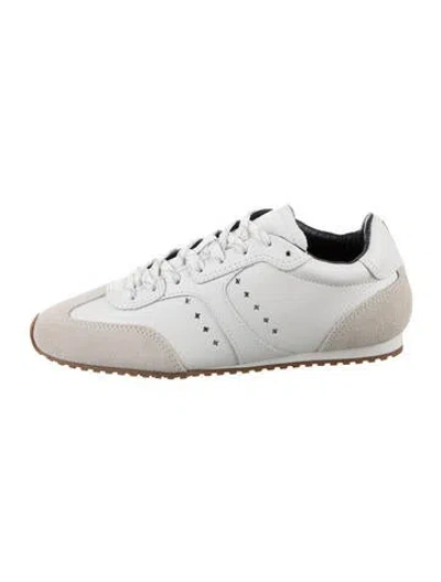 Pre-owned Larroude Leather Colorblock Pattern Sneakers In White