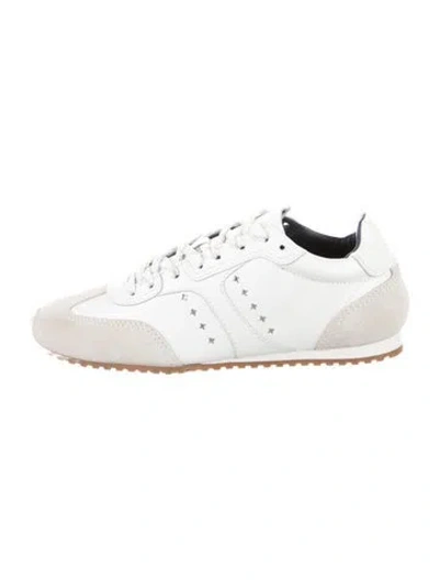 Pre-owned Larroude Leather Colorblock Pattern Sneakers In White