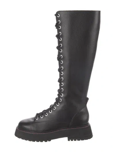 Pre-owned Larroude Leather Combat Boots In Black