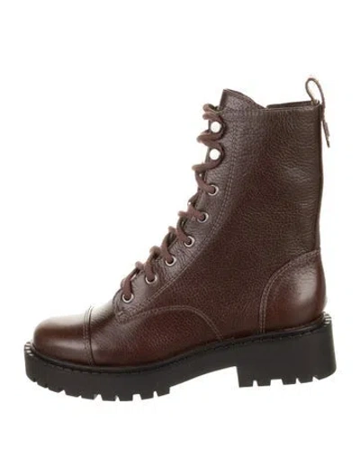 Pre-owned Larroude Leather Combat Boots In Brown