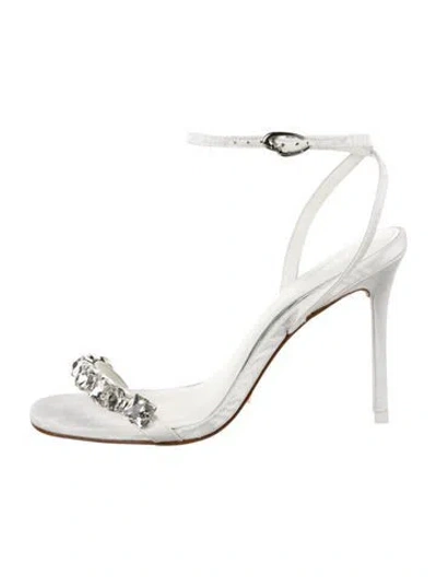 Pre-owned Larroude Leather Crystal Embellishments Sandals In White