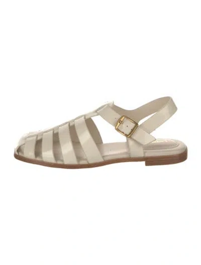 Pre-owned Larroude Leather Cutout Accent Flats W/ Tags In Neutrals
