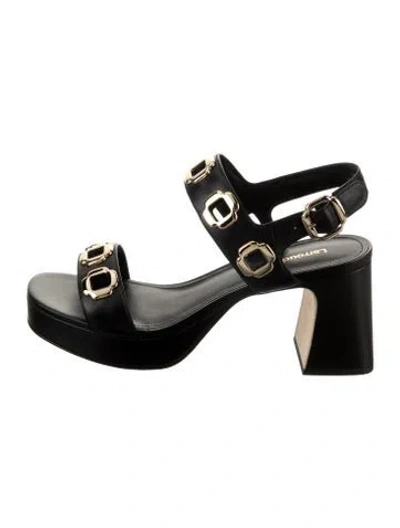 Pre-owned Larroude Leather Cutout Accent Sandals W/ Tags In Black