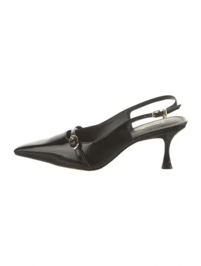 Pre-owned Larroude Leather Cutout Accent Slingback Pumps W/ Tags In Black