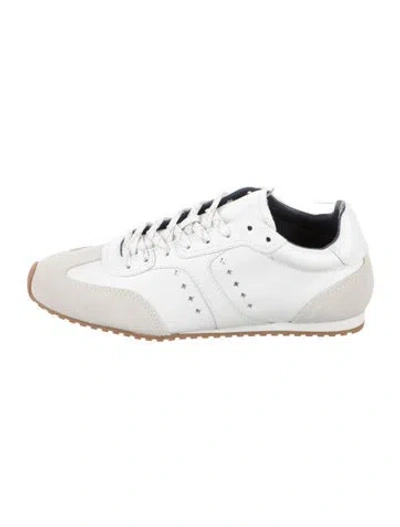 Pre-owned Larroude Leather Cutout Accent Sneakers In White