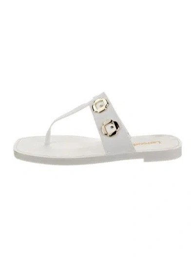 Pre-owned Larroude Leather Cutout Accent In White