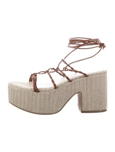 Pre-owned Larroude Leather Espadrilles In Neutral