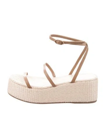 Pre-owned Larroude Leather Espadrilles W/ Tags In Neutral