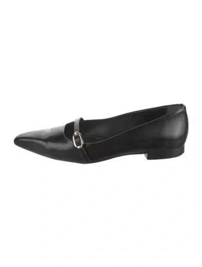 Pre-owned Larroude Leather Flats In Black