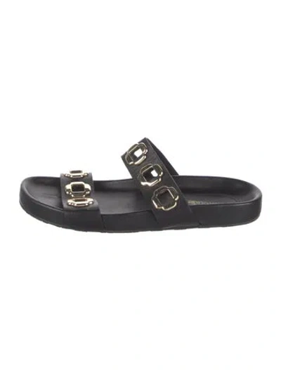 Pre-owned Larroude Leather Flats In Black