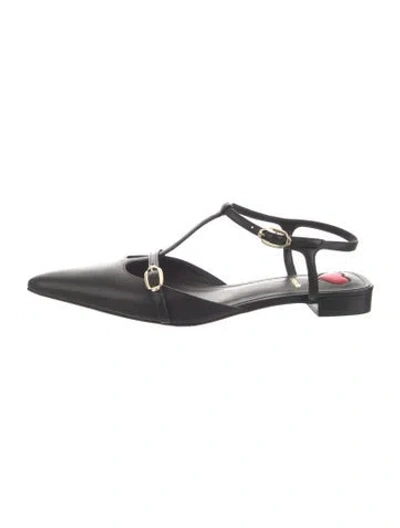 Pre-owned Larroude Leather Flats In Black