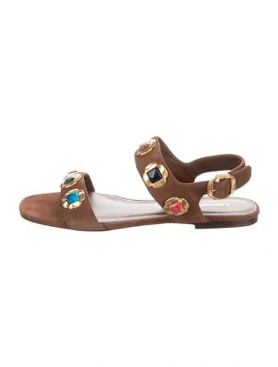 Pre-owned Larroude Leather Flats In Brown