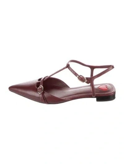 Pre-owned Larroude Leather Flats In Burgundy