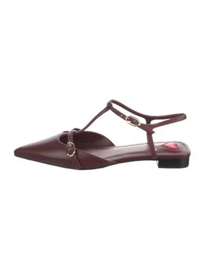 Pre-owned Larroude Leather Flats In Burgundy