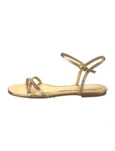 Pre-owned Larroude Leather Flats In Gold